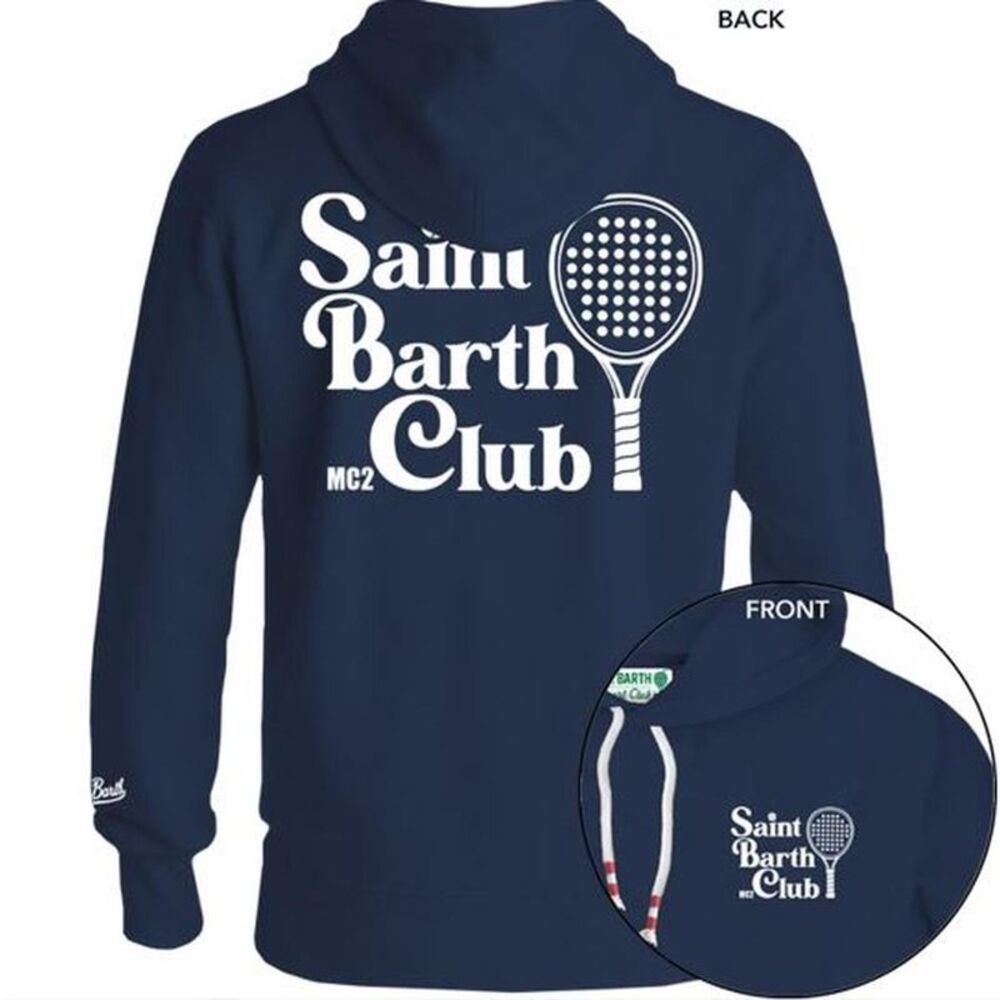 MC2 SAINT BARTH Club Print Hoodie Men BLUE Sweaters & Cardigans